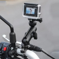 Motorcycle Handlebar Action Camera Mount – 360° Adjustable Aluminum Bracket